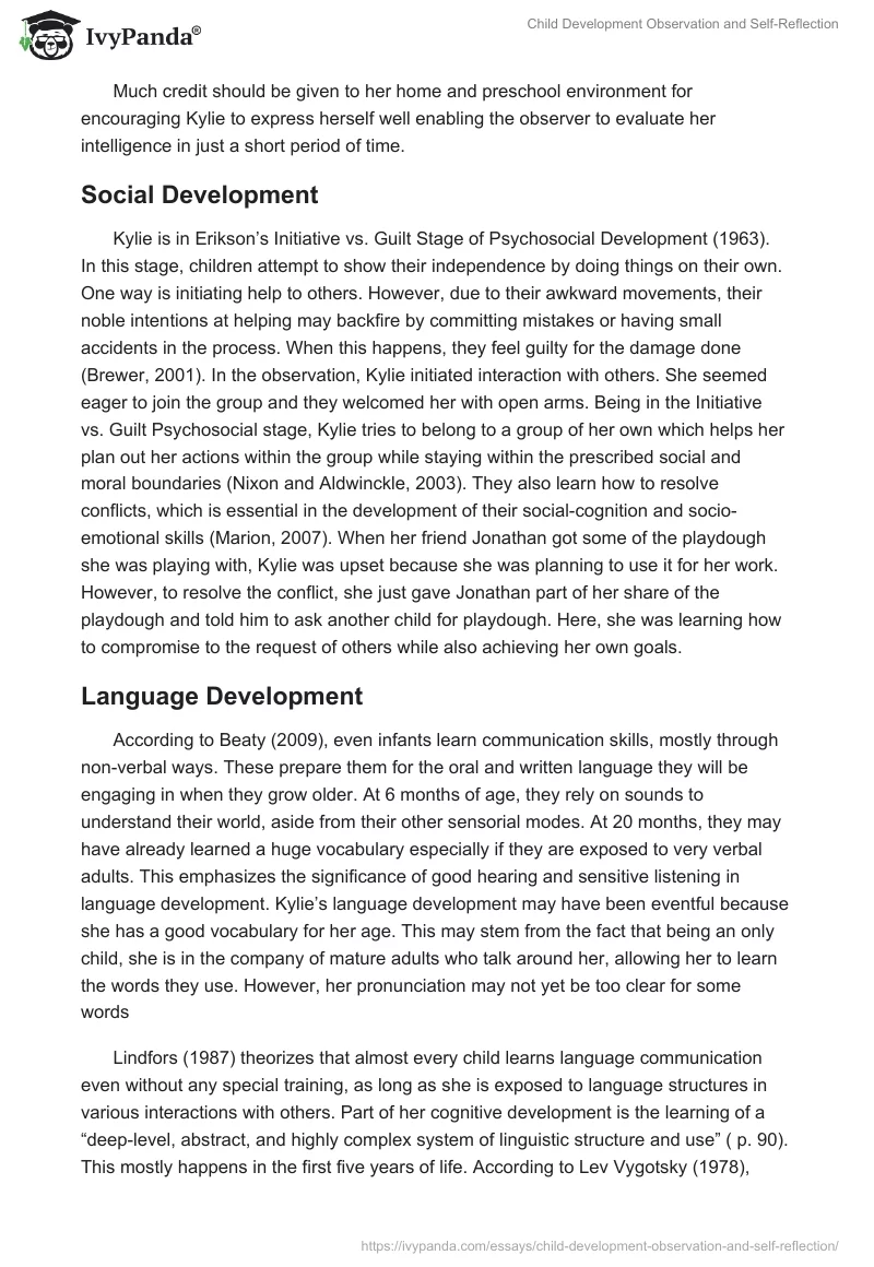 Child Development Observation and Self-Reflection. Page 4