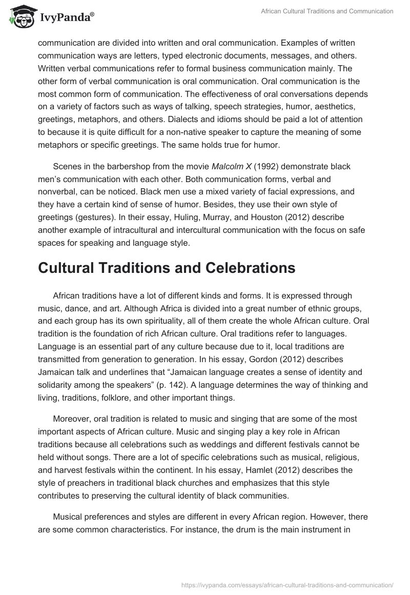 African Cultural Traditions and Communication. Page 2