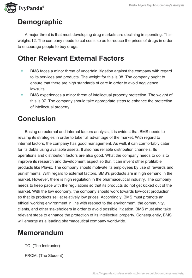 Bristol Myers Squibb Company's Analysis. Page 4