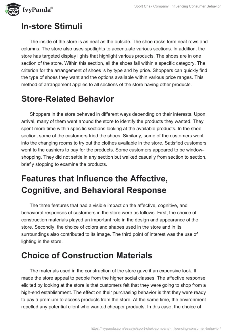 Sport Chek Company: Influencing Consumer Behavior. Page 3