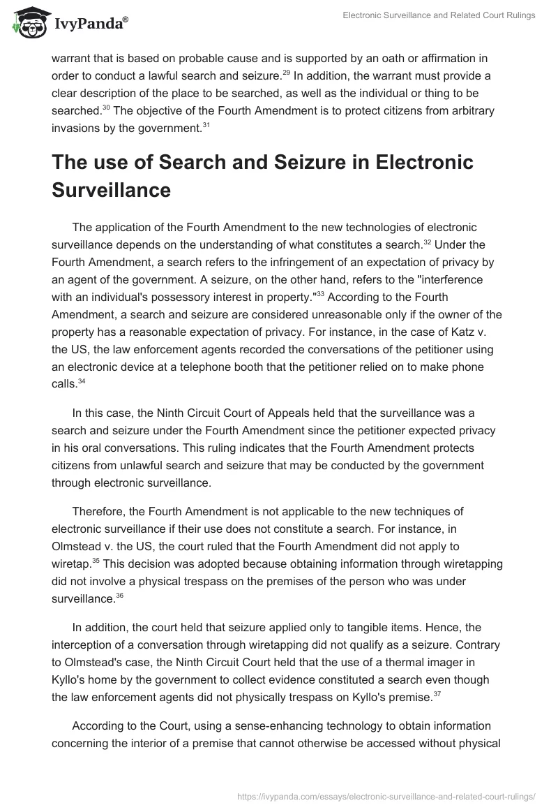 Electronic Surveillance and Related Court Rulings. Page 4