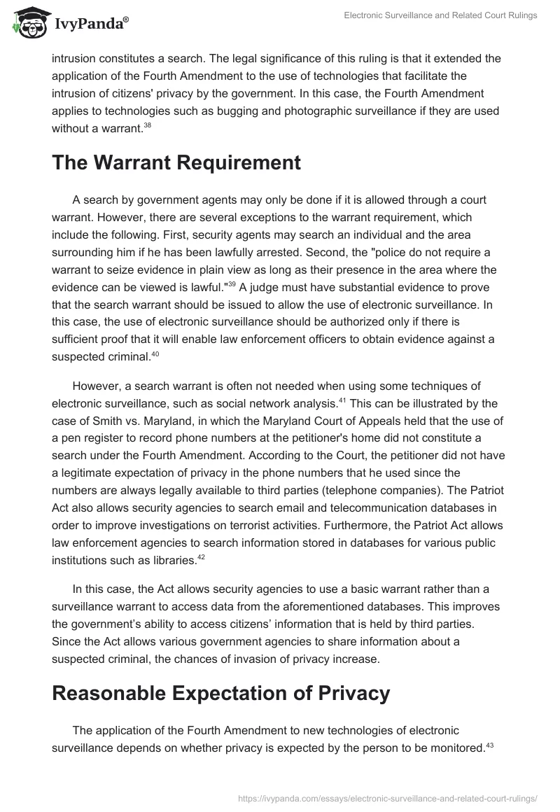 Electronic Surveillance and Related Court Rulings. Page 5
