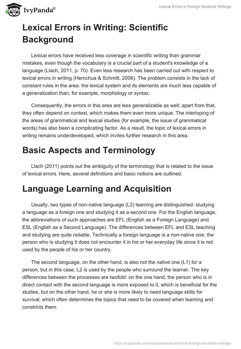 Lexical Errors in Foreign Students' Writings. Page 2