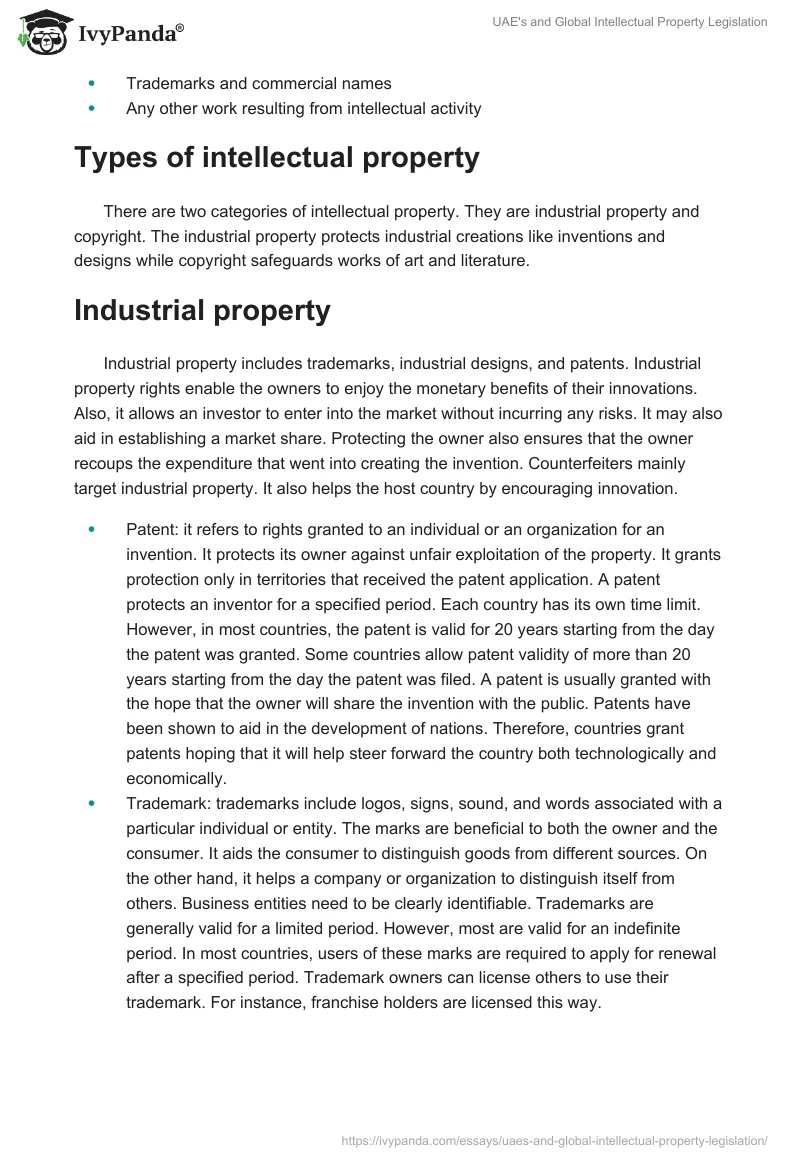 UAE's and Global Intellectual Property Legislation. Page 3