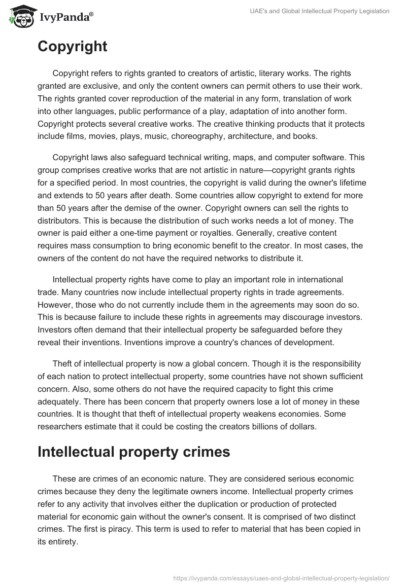 UAE's and Global Intellectual Property Legislation. Page 4