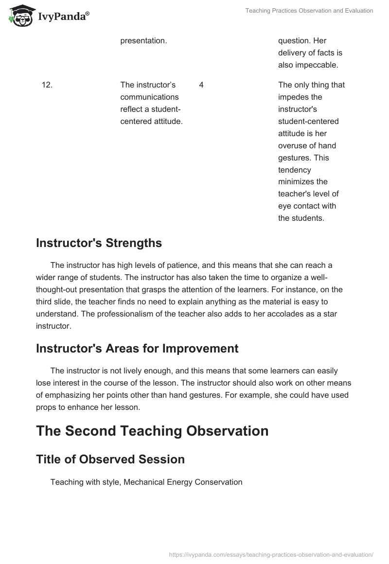 Teaching Practices Observation and Evaluation. Page 5