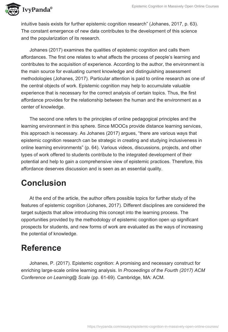 Epistemic Cognition in Massively Open Online Courses. Page 2