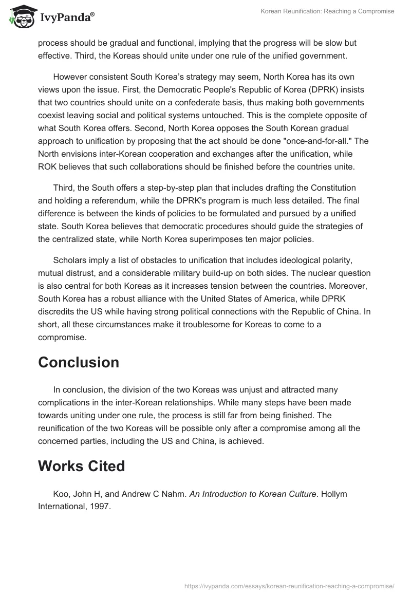 Korean Reunification: Reaching a Compromise. Page 2