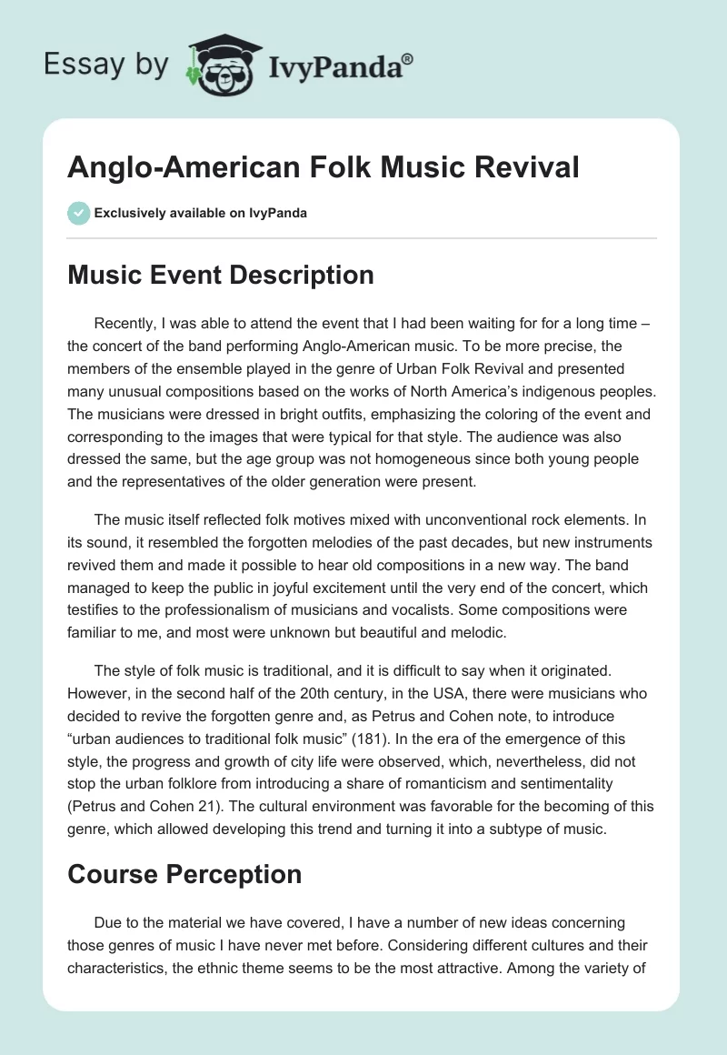 Anglo-American Folk Music Revival. Page 1