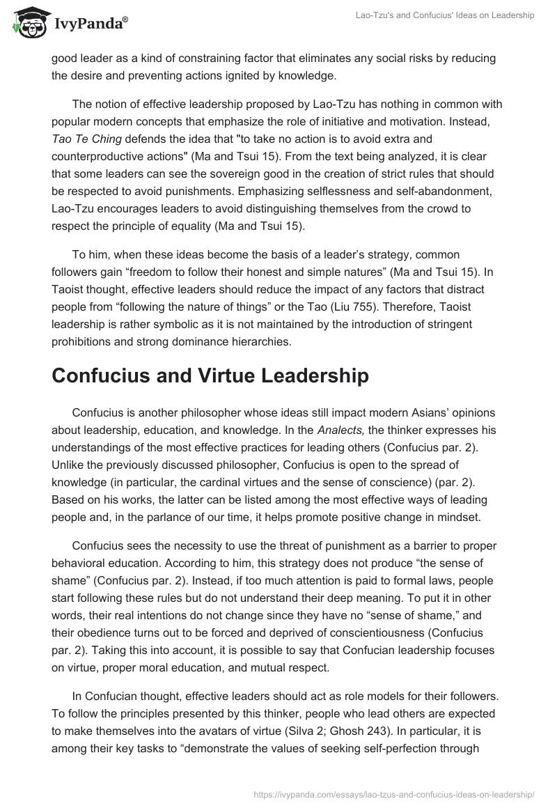 Lao-Tzu's and Confucius' Ideas on Leadership. Page 2