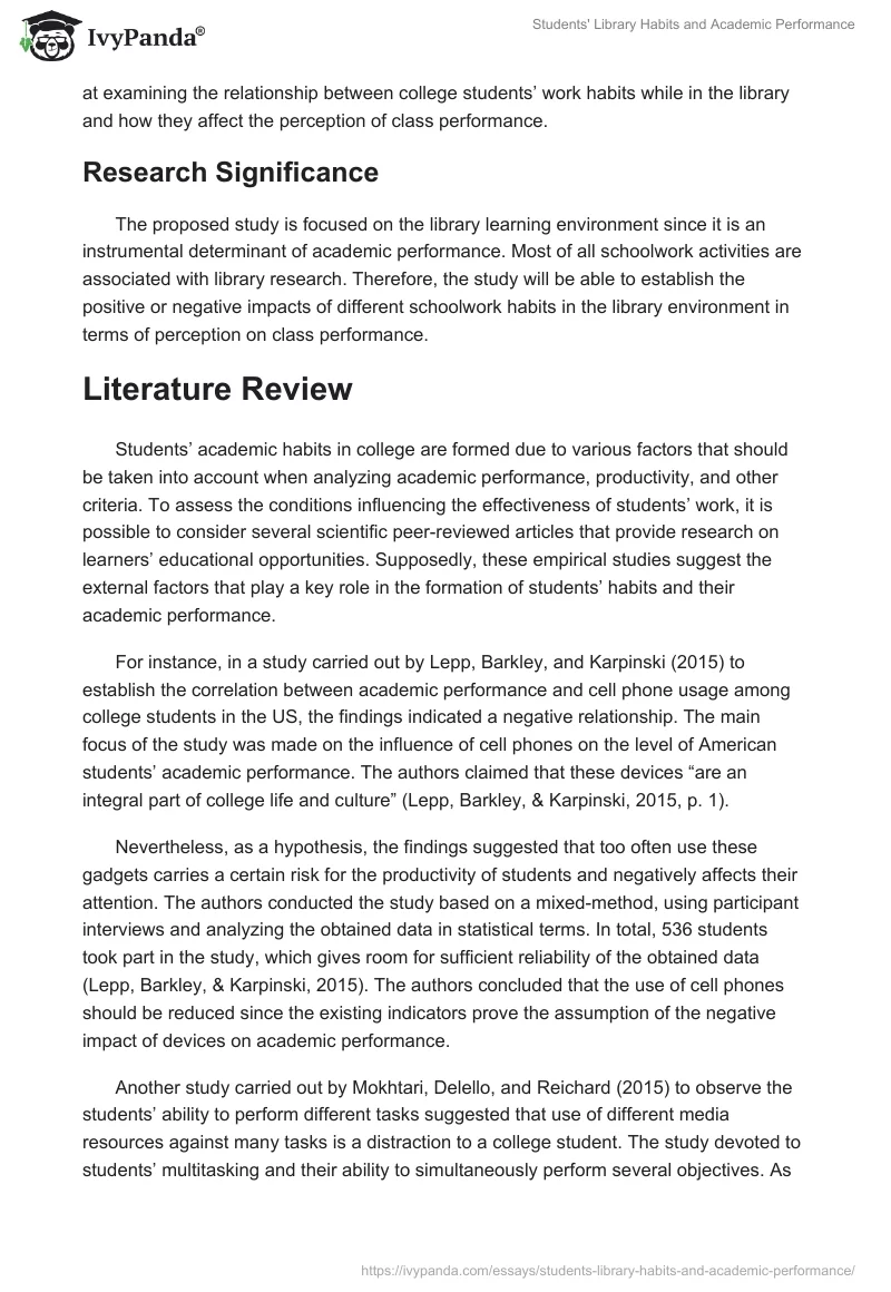 Students' Library Habits and Academic Performance. Page 2