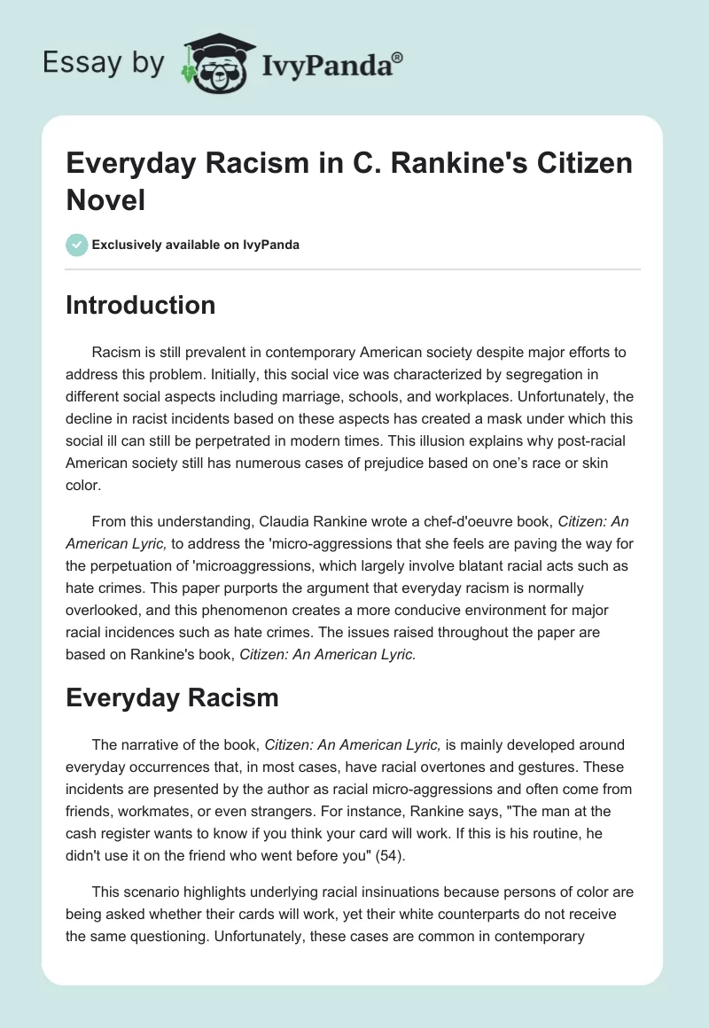 Everyday Racism in C. Rankine's "Citizen" Novel. Page 1