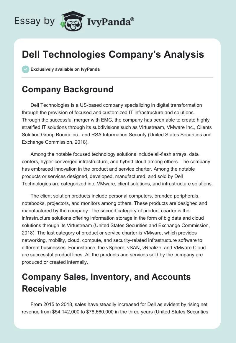Dell Technologies Company's Analysis. Page 1