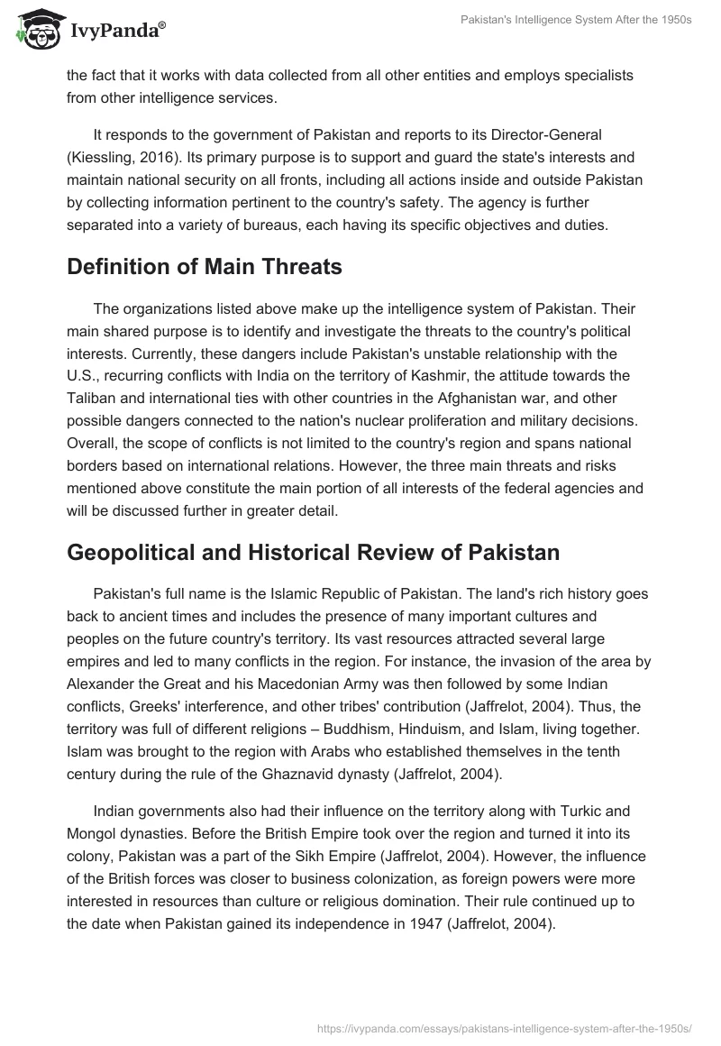 Pakistan's Intelligence System After the 1950s. Page 2