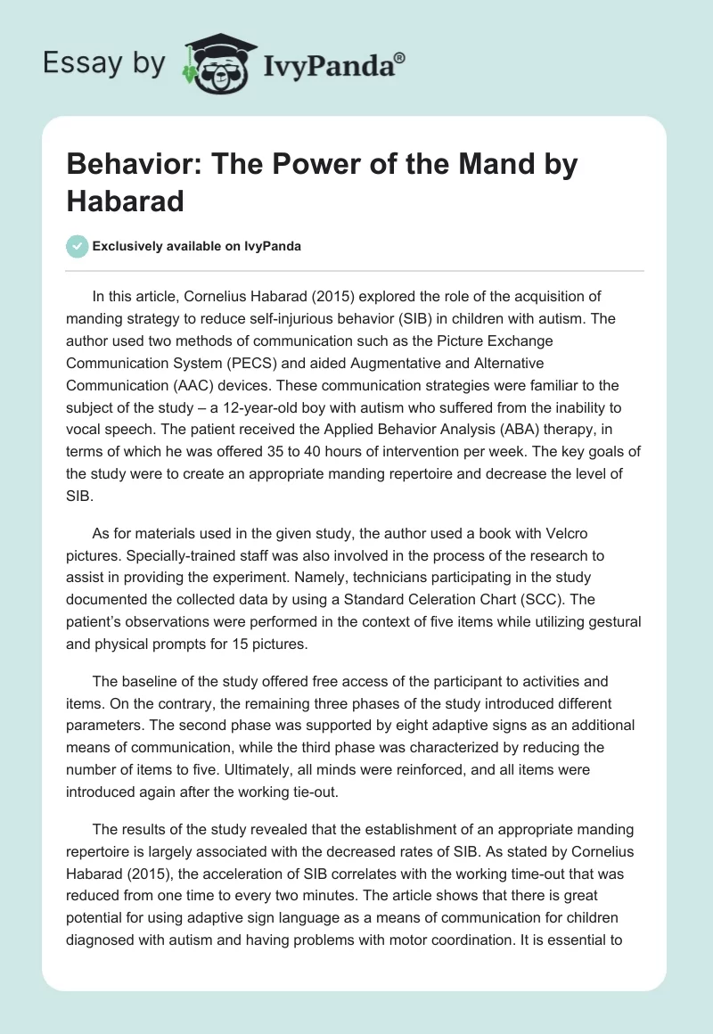 Behavior: "The Power of the Mand" by Habarad. Page 1