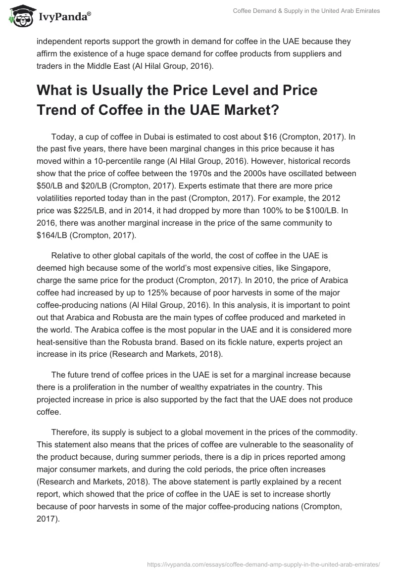 Coffee Demand & Supply in the United Arab Emirates. Page 3