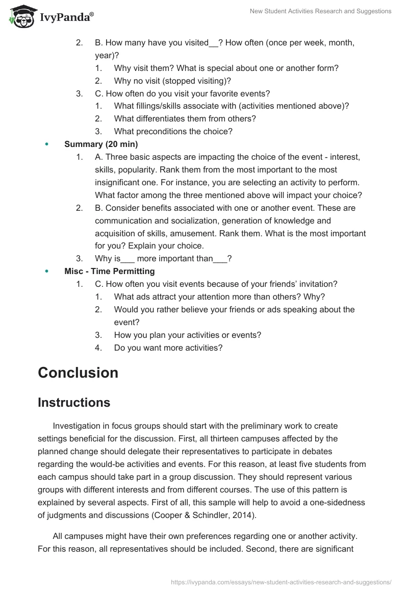 New Student Activities Research and Suggestions. Page 3