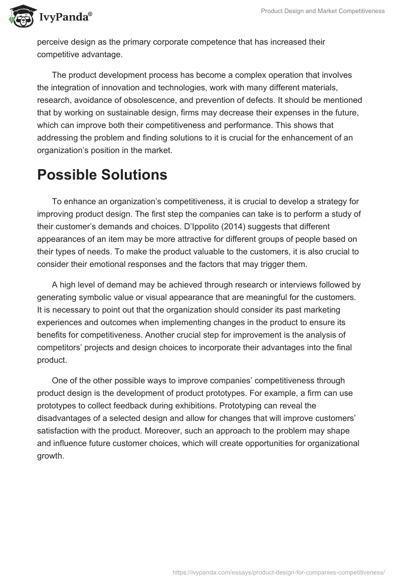 Product Design and Market Competitiveness. Page 2
