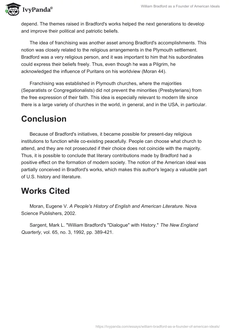 William Bradford as a Founder of American Ideals. Page 2