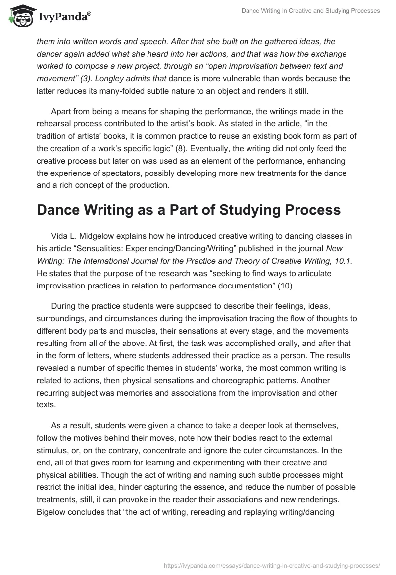 Dance Writing in Creative and Studying Processes. Page 2