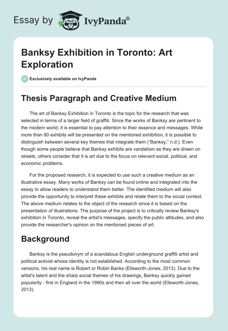 Banksy Exhibition in Toronto: Art Exploration. Page 1