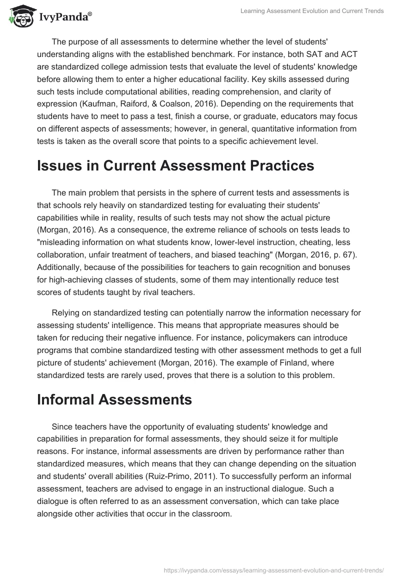 Learning Assessment Evolution and Current Trends. Page 2
