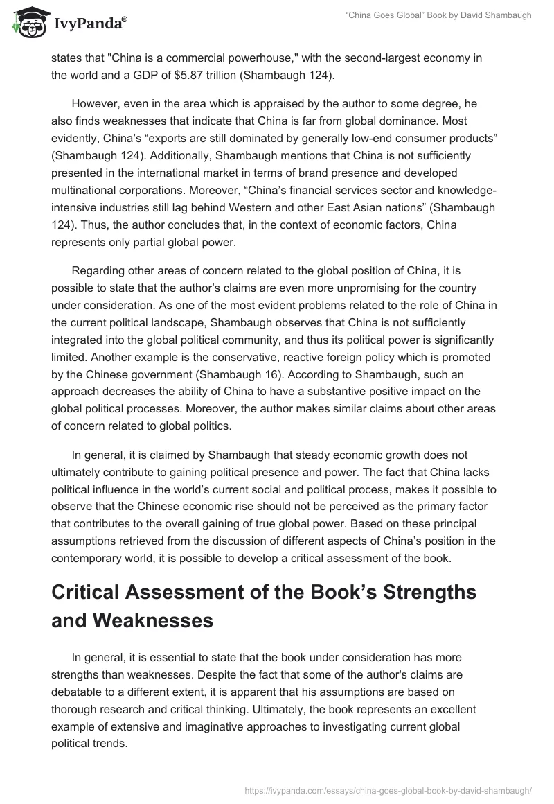 “China Goes Global” Book by David Shambaugh. Page 2
