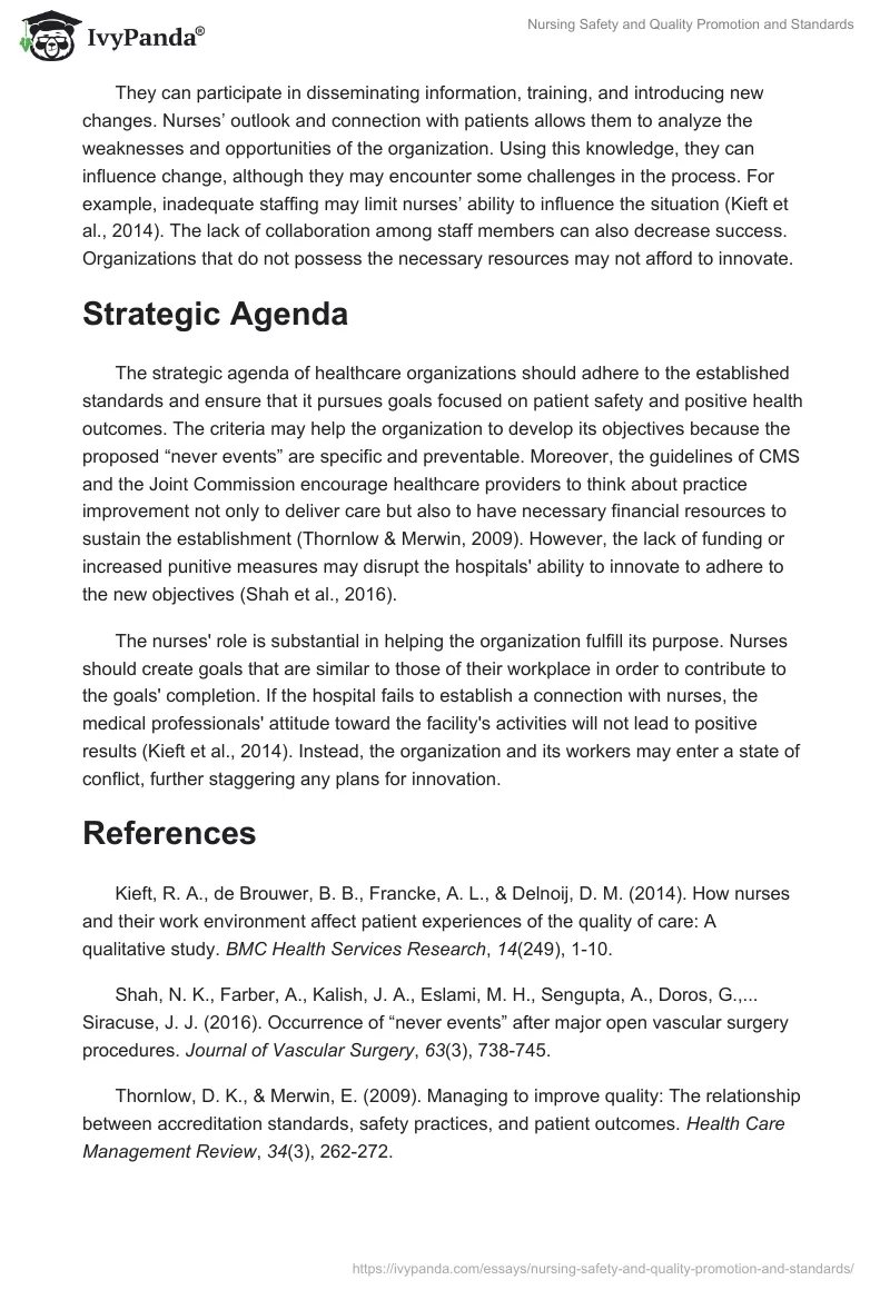 Nursing Safety and Quality Promotion and Standards. Page 2
