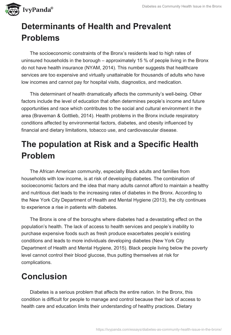 Diabetes as Community Health Issue in the Bronx. Page 2