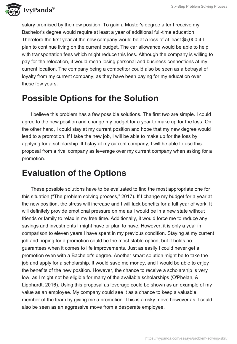 Six-Step Problem Solving Process. Page 2