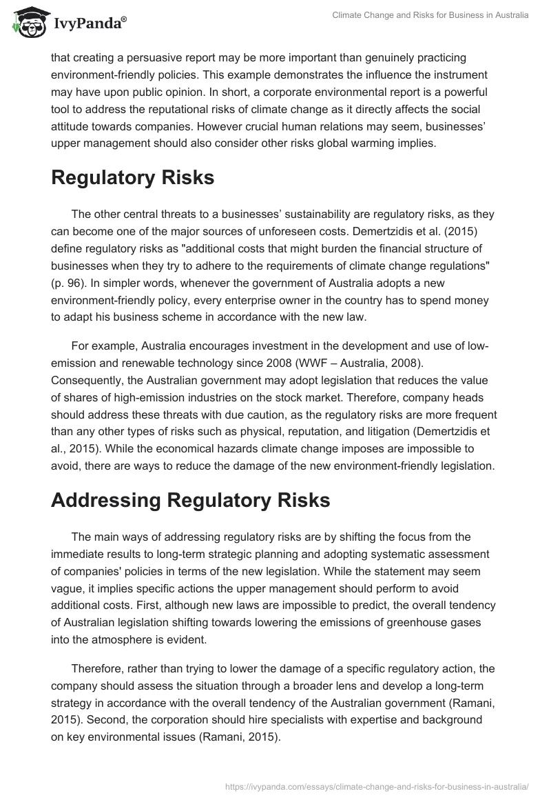 Climate Change and Risks for Business in Australia. Page 3