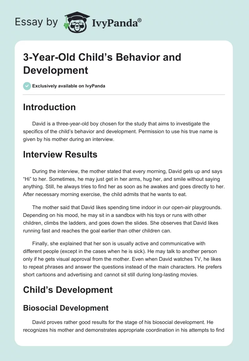 3-Year-Old Child’s Behavior and Development. Page 1