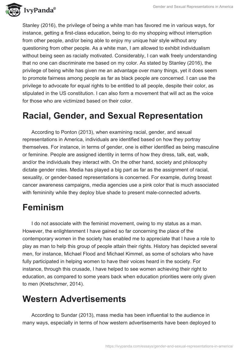Gender and Sexual Representations in America. Page 2