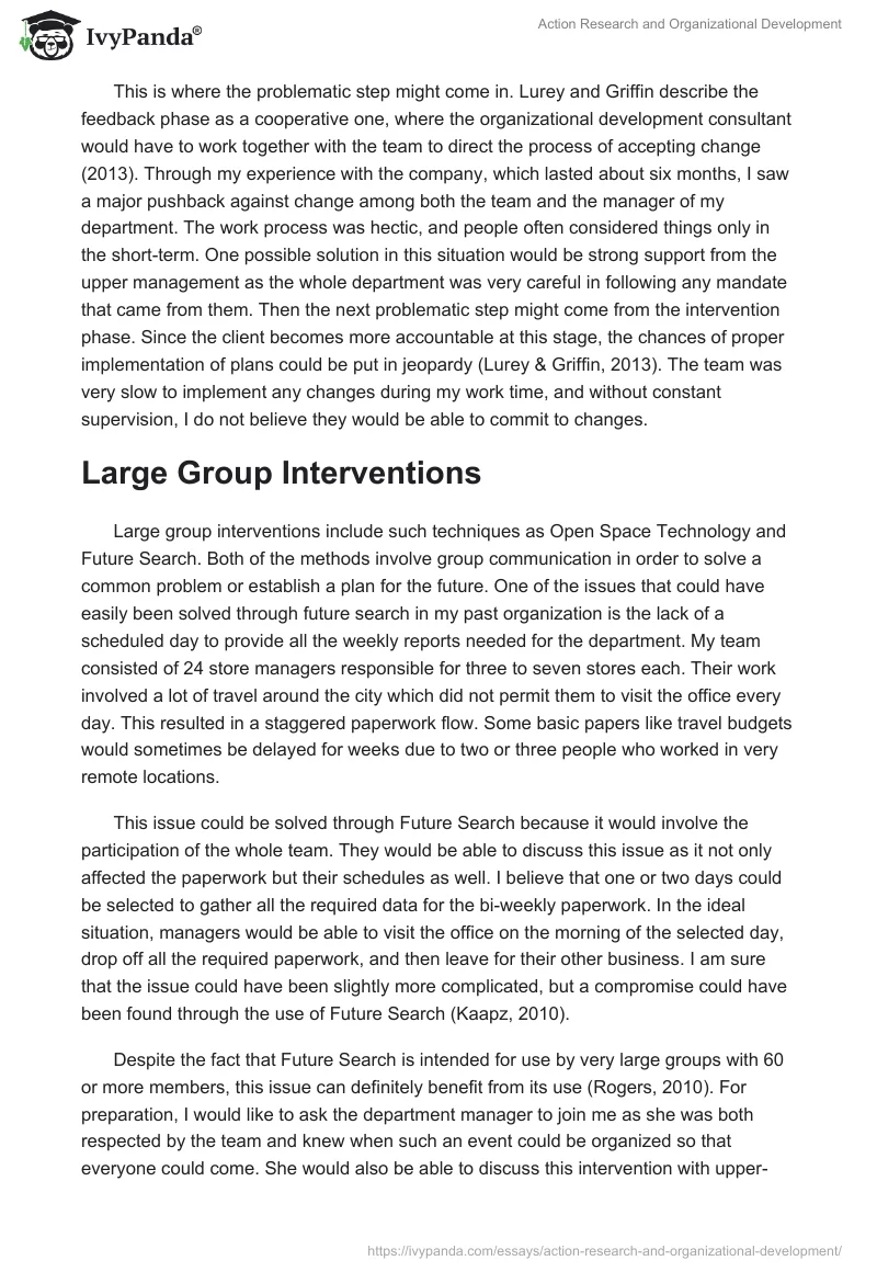 Action Research and Organizational Development. Page 2