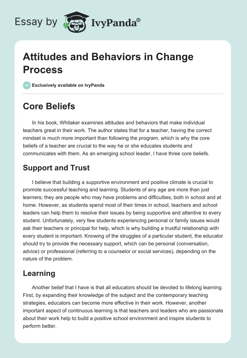 Attitudes and Behaviors in Change Process. Page 1