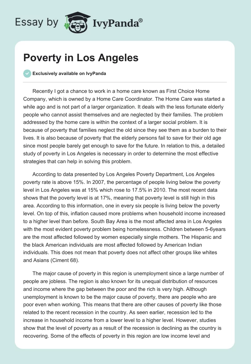 Poverty in Los Angeles. Page 1