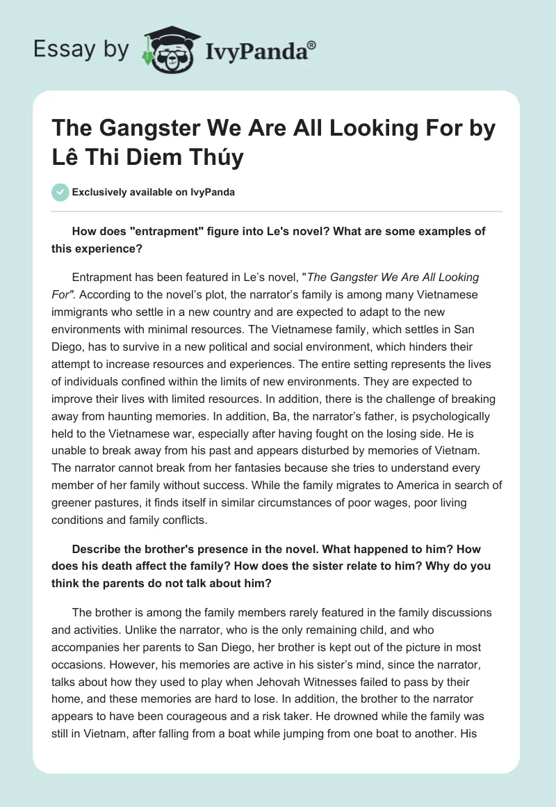 The Gangster We Are All Looking For by Lê Thi Diem Thúy. Page 1