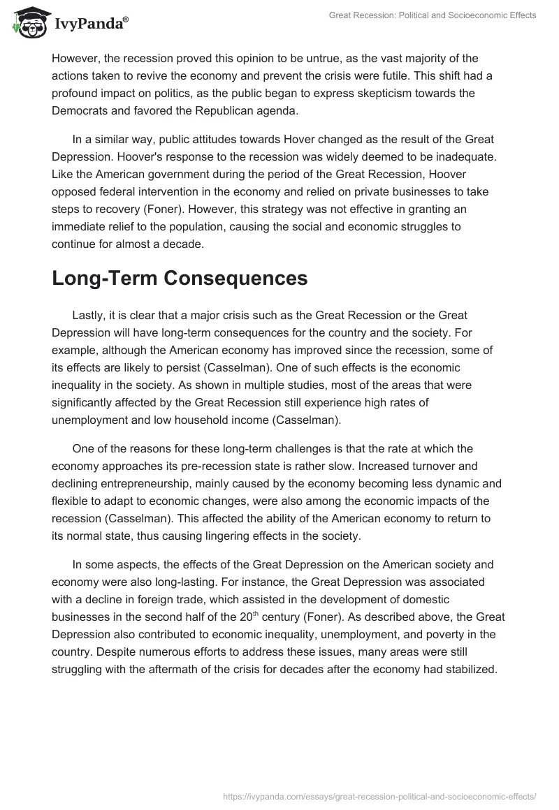 Great Recession: Political and Socioeconomic Effects. Page 3