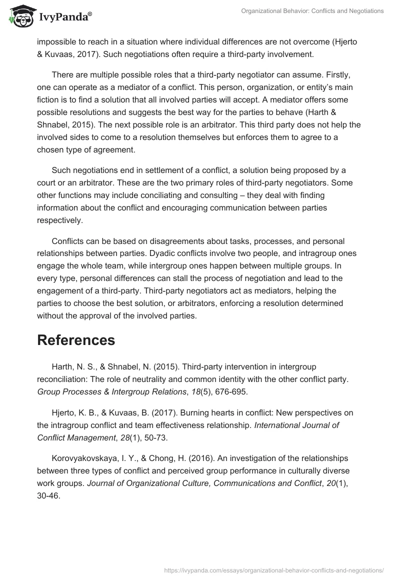 Organizational Behavior: Conflicts and Negotiations. Page 2
