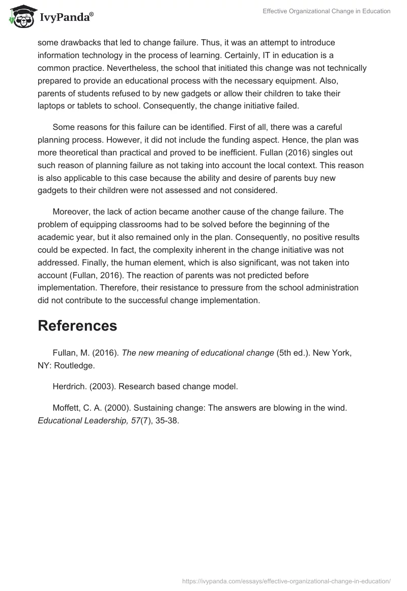Effective Organizational Change in Education. Page 2