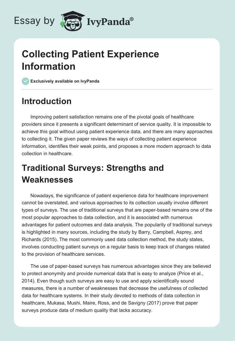 Collecting Patient Experience Information. Page 1