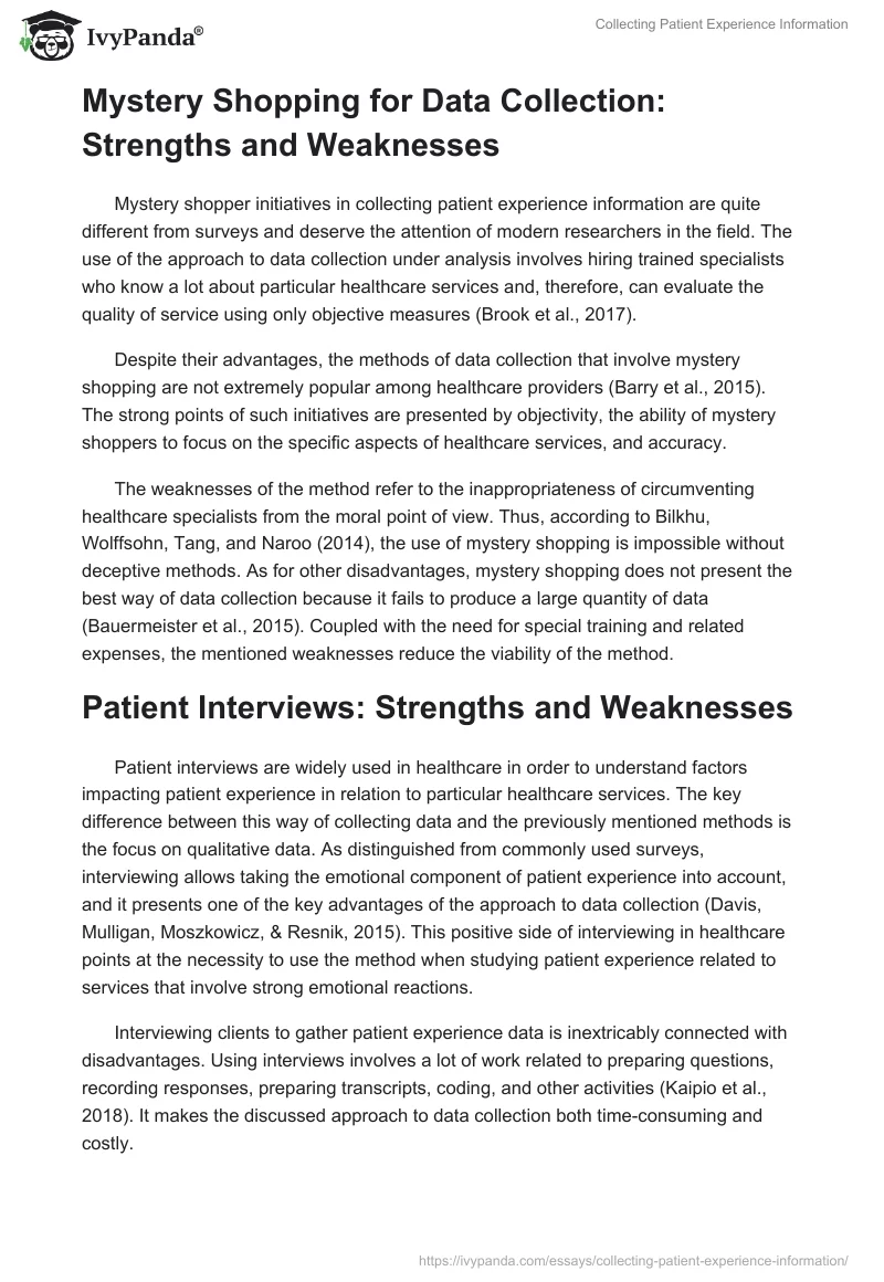 Collecting Patient Experience Information. Page 3
