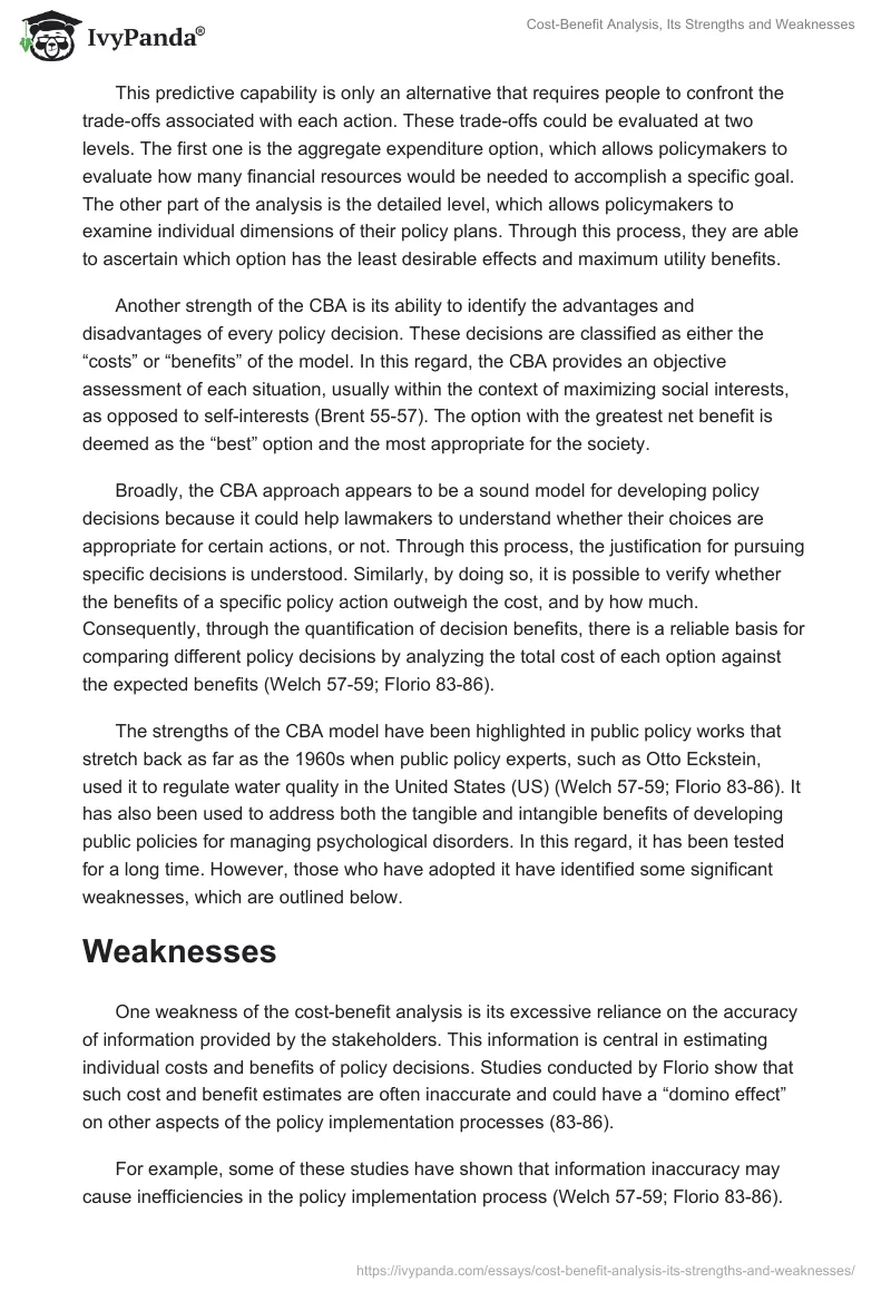 Cost-Benefit Analysis, Its Strengths and Weaknesses. Page 2