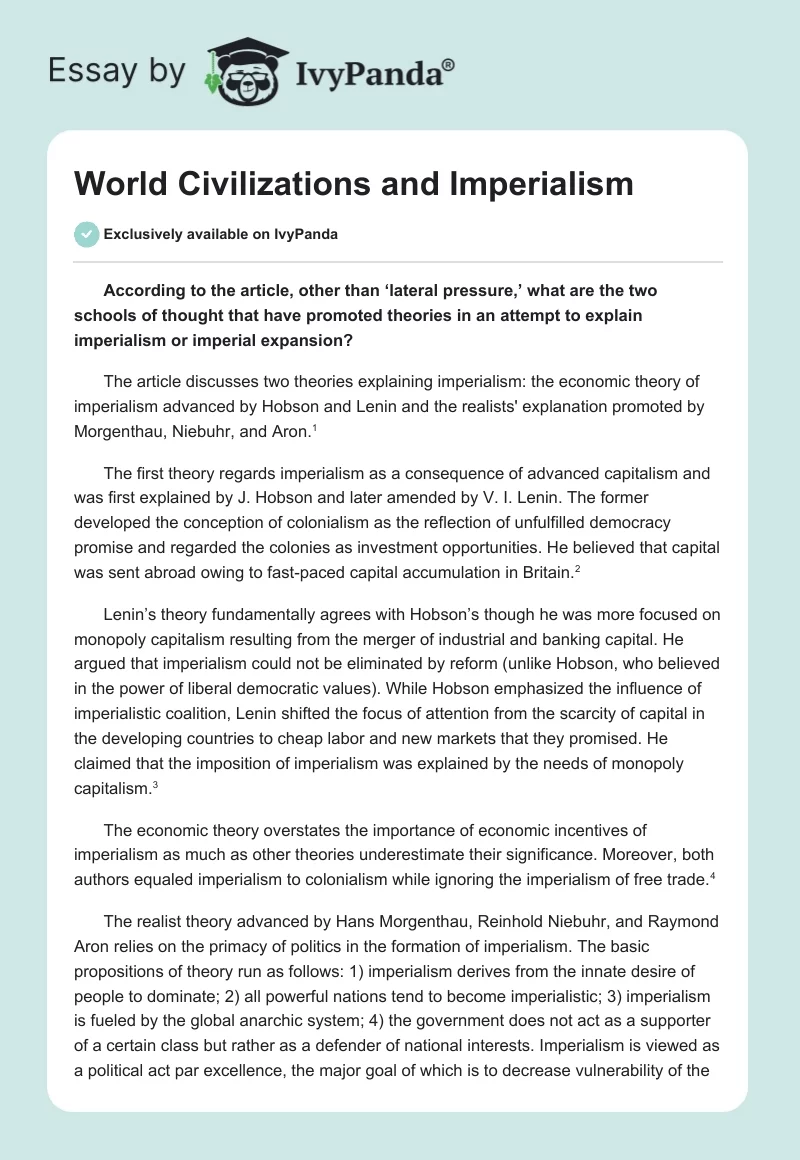 World Civilizations and Imperialism. Page 1