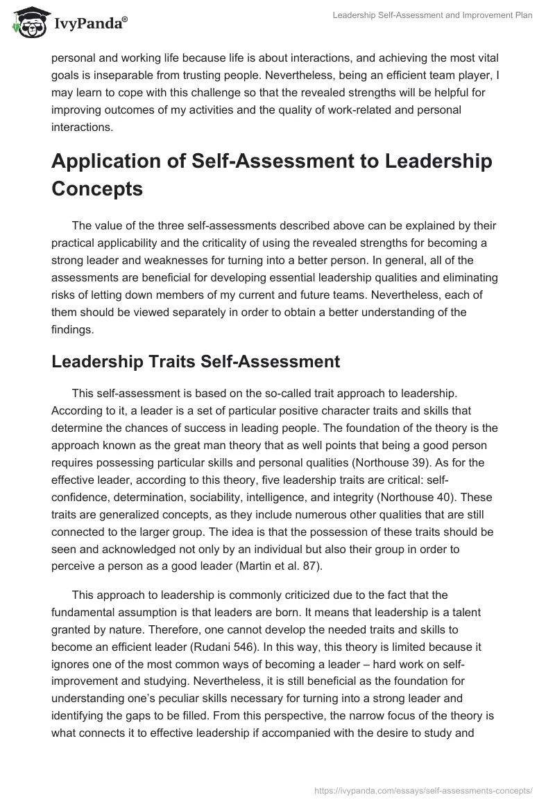 Leadership Self-Assessment and Improvement Plan. Page 3