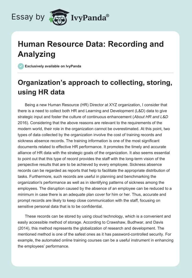 Human Resource Data: Recording and Analyzing. Page 1