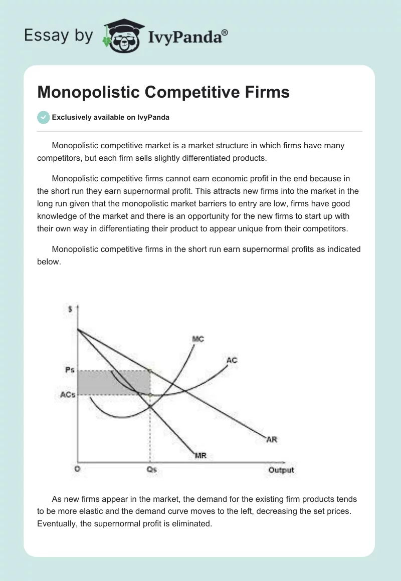 Monopolistic Competitive Firms. Page 1