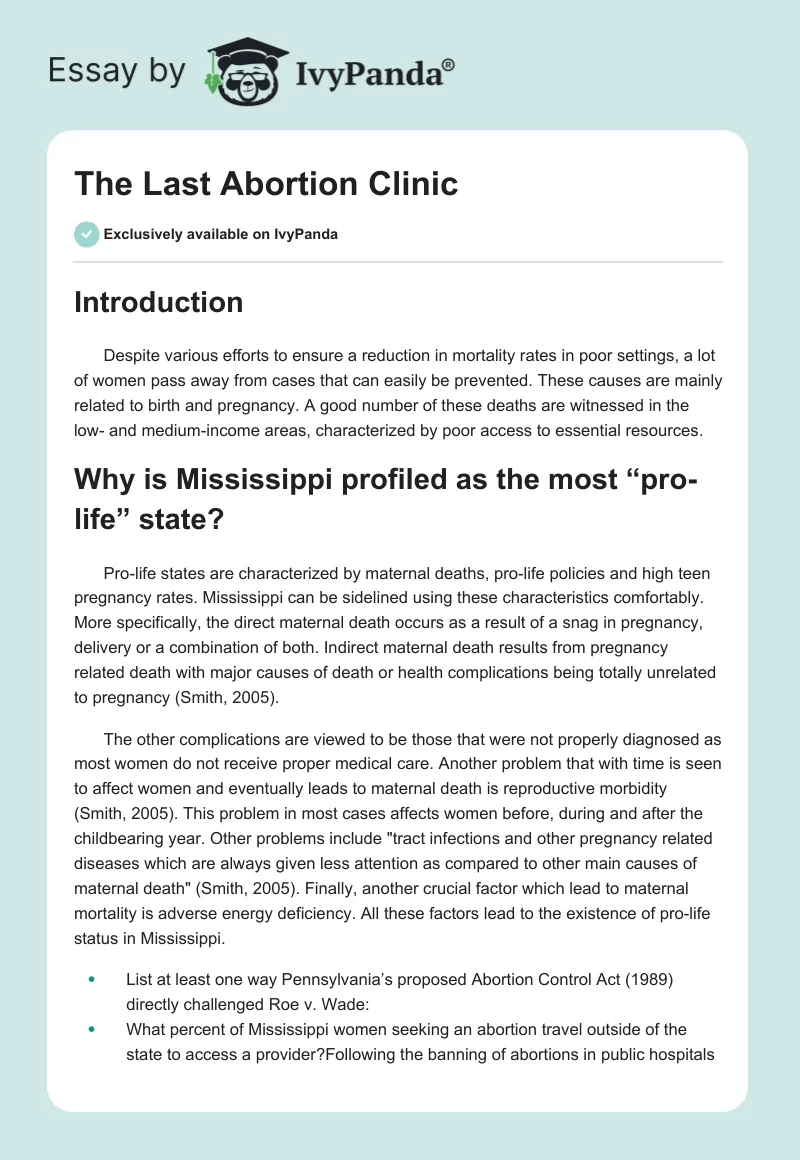 The Last Abortion Clinic. Page 1