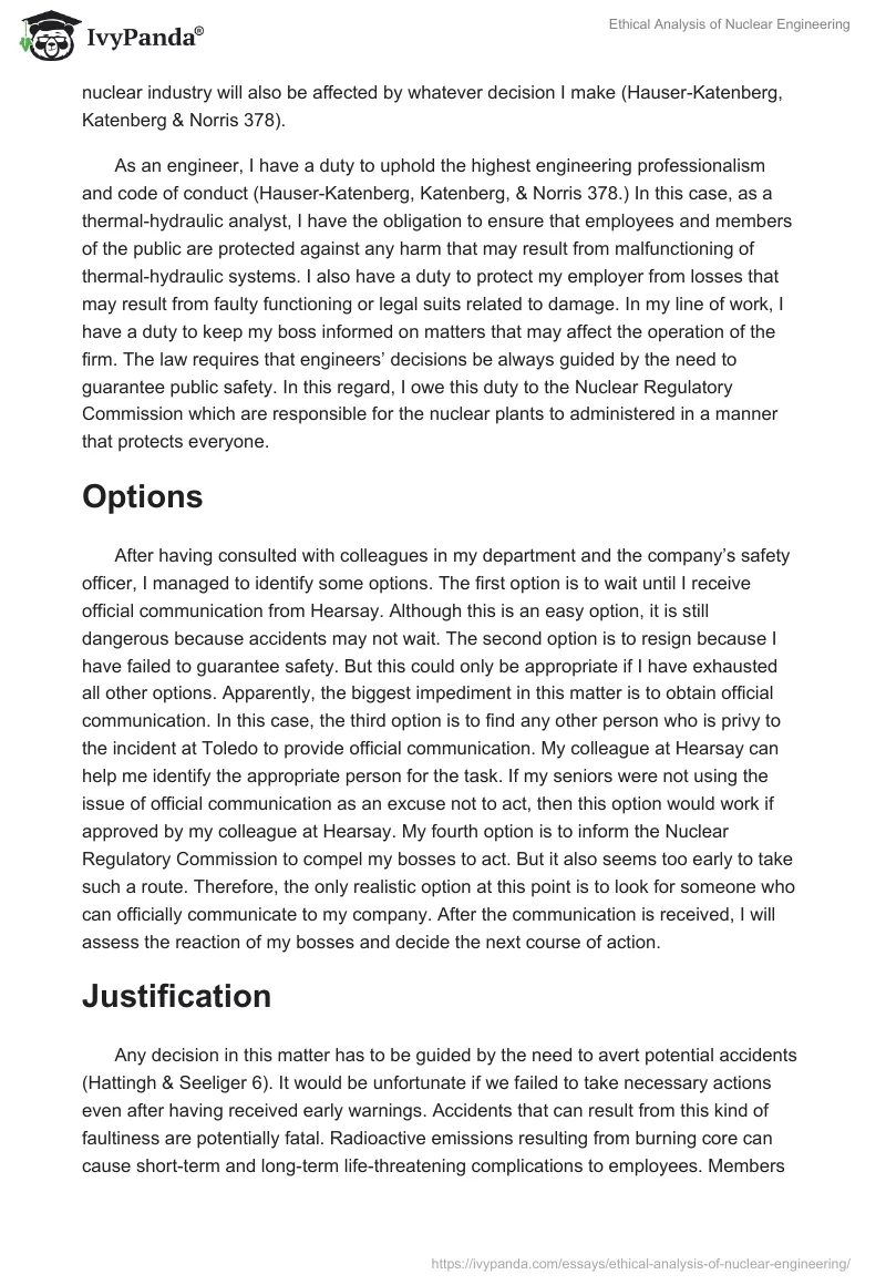 Ethical Analysis of Nuclear Engineering. Page 2