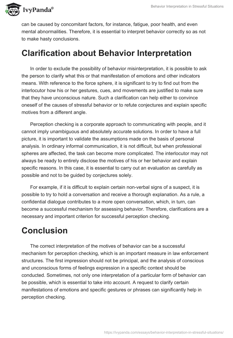 Behavior Interpretation in Stressful Situations. Page 3